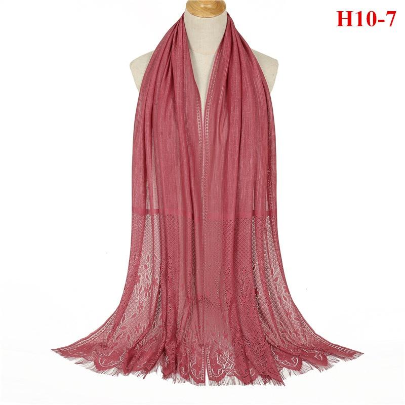 Spitzen-Patchwork Damen Malaysischer Schal Wickeltuch Muslimischer Hijab Kopftuch Sommer Islamischer Langer Schal