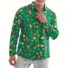 Reindeer Snowflake Pattern Hawaiian Shirts For Men Christmas Tree 3D Printed Blouse Casual Loose Aloha Shirts Long Sleeves Tops