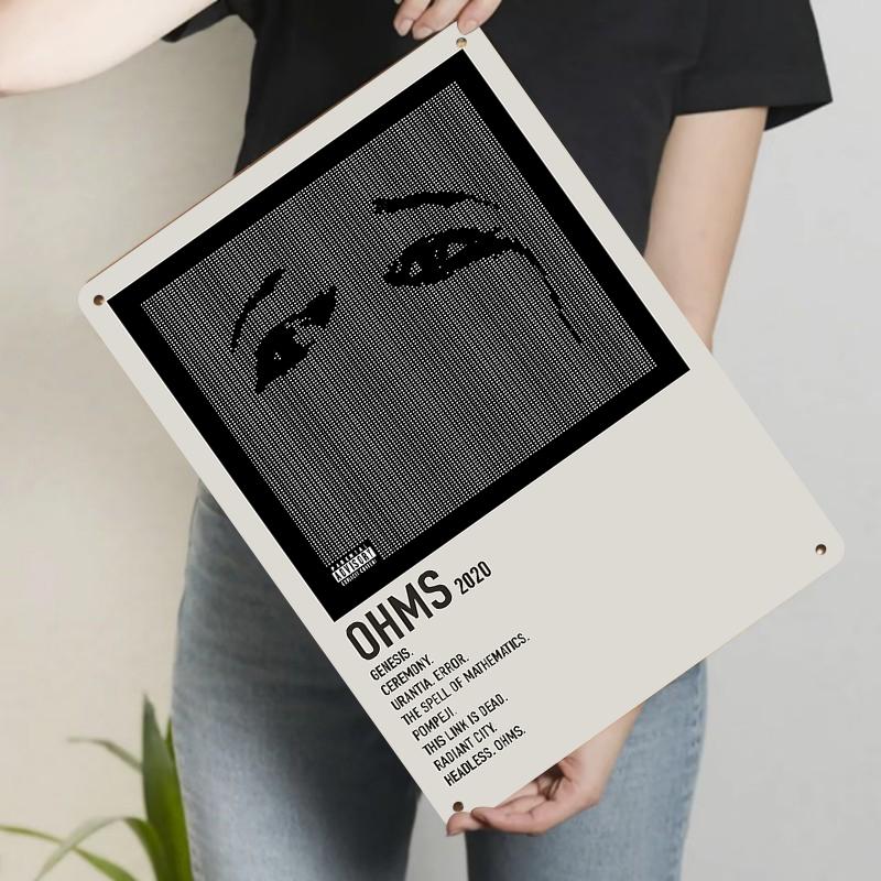 

OHMS Album Cover Art Metal Wall Decor Abstract Portrait Music Poster for Home Bar Decor 20x30cm（7.8x11.8inch）
