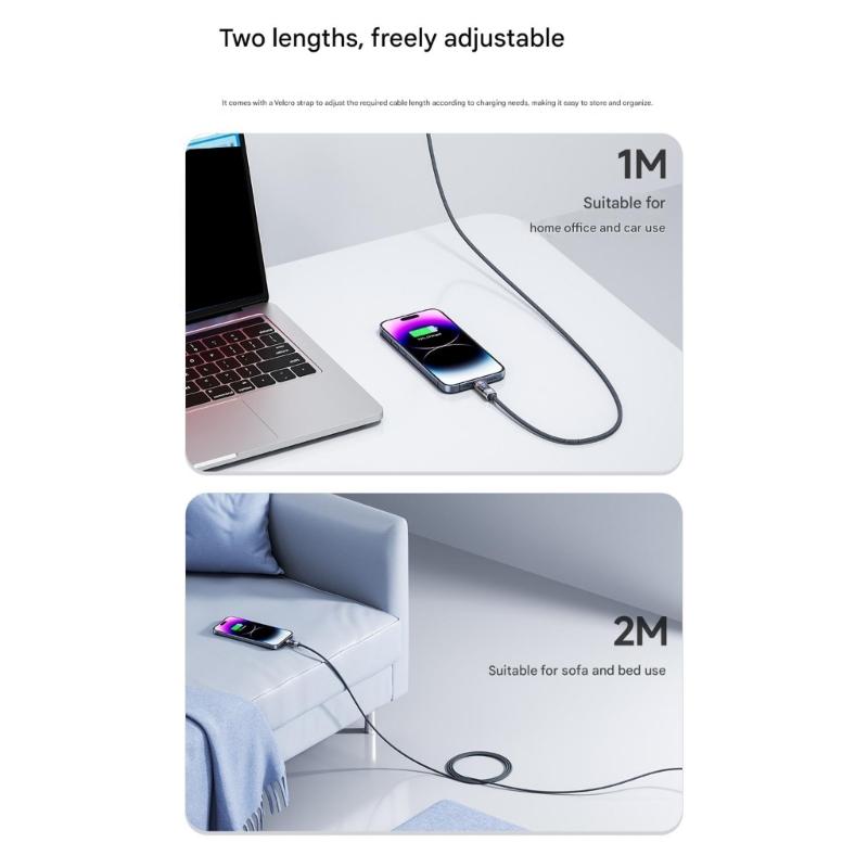 Intelligent Auto Power Off 100W USB C to USB C Charging Cable Clear Views Aluminum PVC Construction