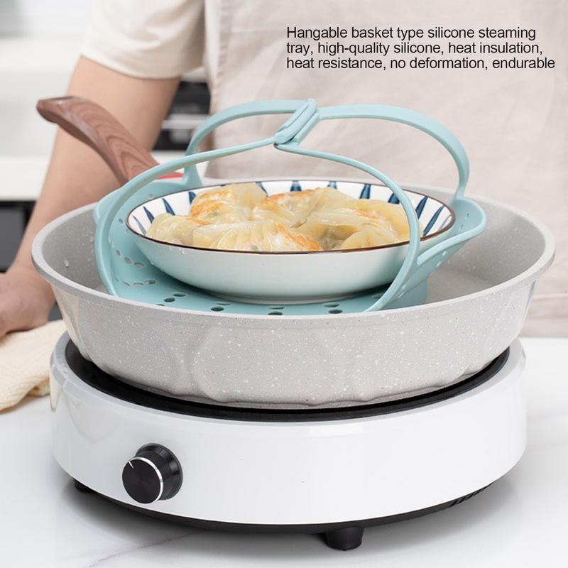 Silicone Steamer Basket Vegetable And Food Steamer Basket Food Safe Heat Resistant Multifunctional Steamer Basket With Strong