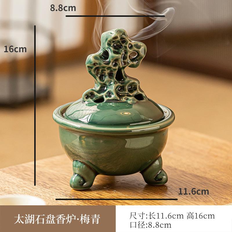 Taihu Disk Incense Burner Household Ceramic Sandalwood Incense Burner Creative Tea Ceremony Desktop Ornaments Home Decoration
