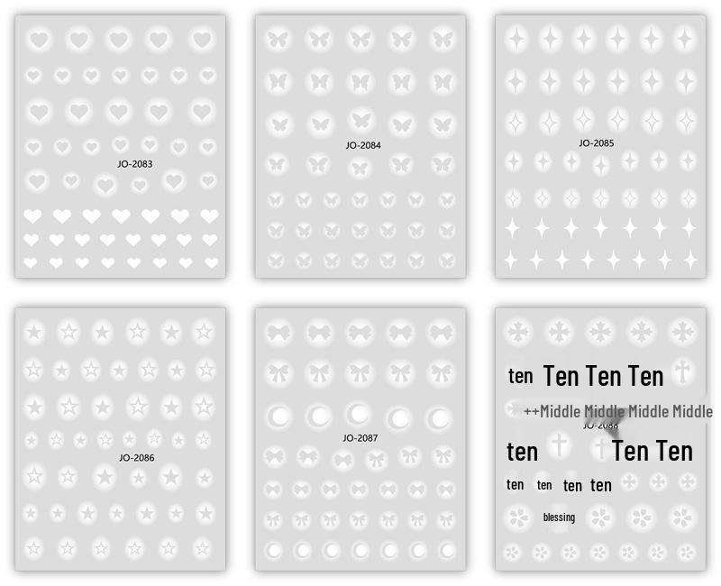 White Gradient Semi-Transparent Butterfly & Heart Shape Nail Art Stickers