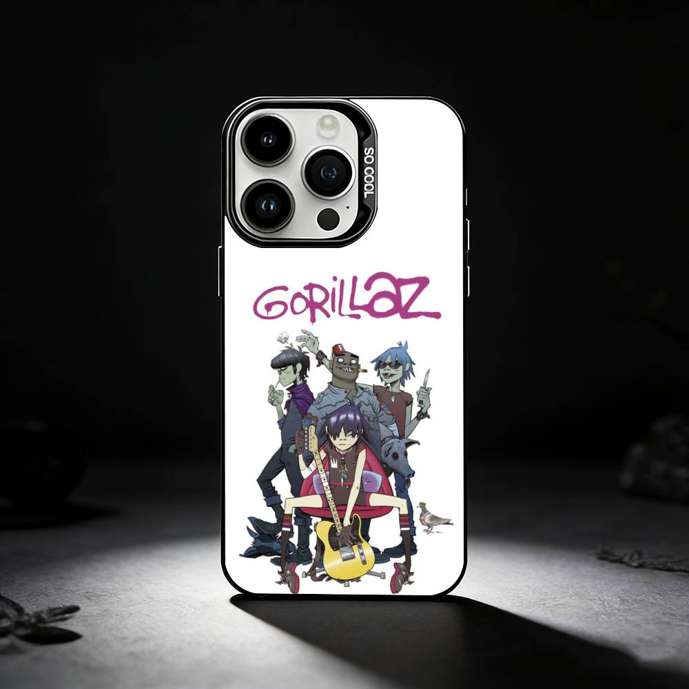 Anime G-Gorillaz Phone Case For iPhone 17,16,15,14,13,12,11 Plus,Pro Max,XS,Colored silver phone case