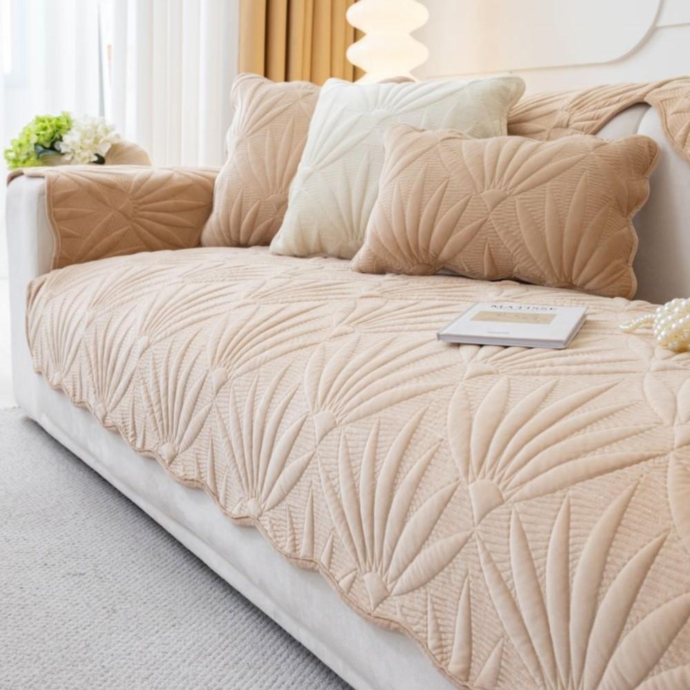 Sofa Cushion Four Seasons Universal Backrest Cloth Sofa Cushion Chenille Non-slip Solid Color Sofa Cover Cushion Cream Anti Slip