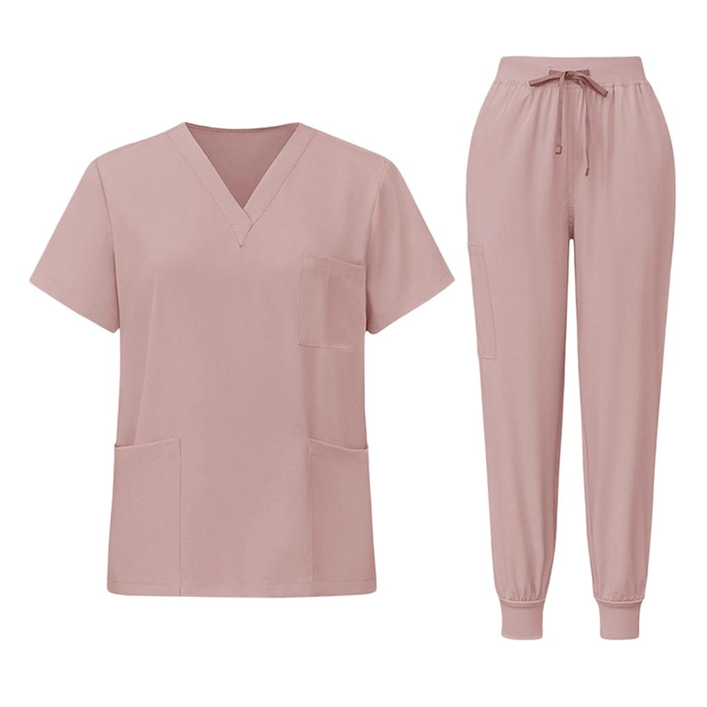 Unisex Luźny i Wygodny Dekolt w Serek Krótki Rękaw Spodnie Odzież Robocza Strój Urody Zestaw Ochronny