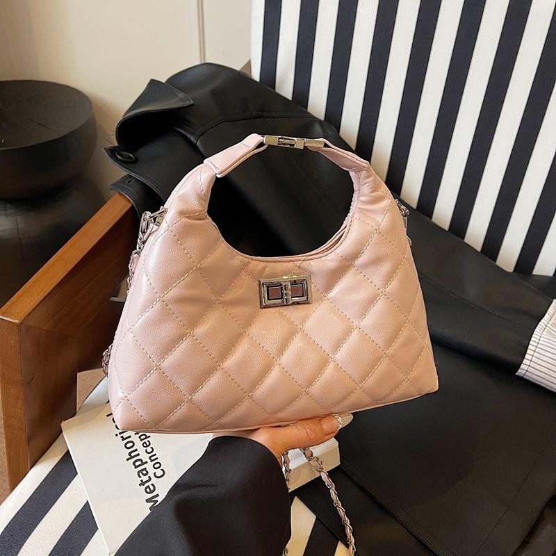 

Новая женская сумка модная универсальная сумка-цепочка с ромбовым замком на одно плечо через плечо женская сумка розовый