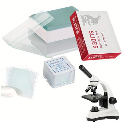 Pre-Cleaned Microscope Slides with Beveled Edges and Pre-Cleaned Microscope Cover Slides and Plastic Droppers
