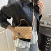 Retro solid color small square bag summer new fashion messenger bag diamond simple shoulder bag women