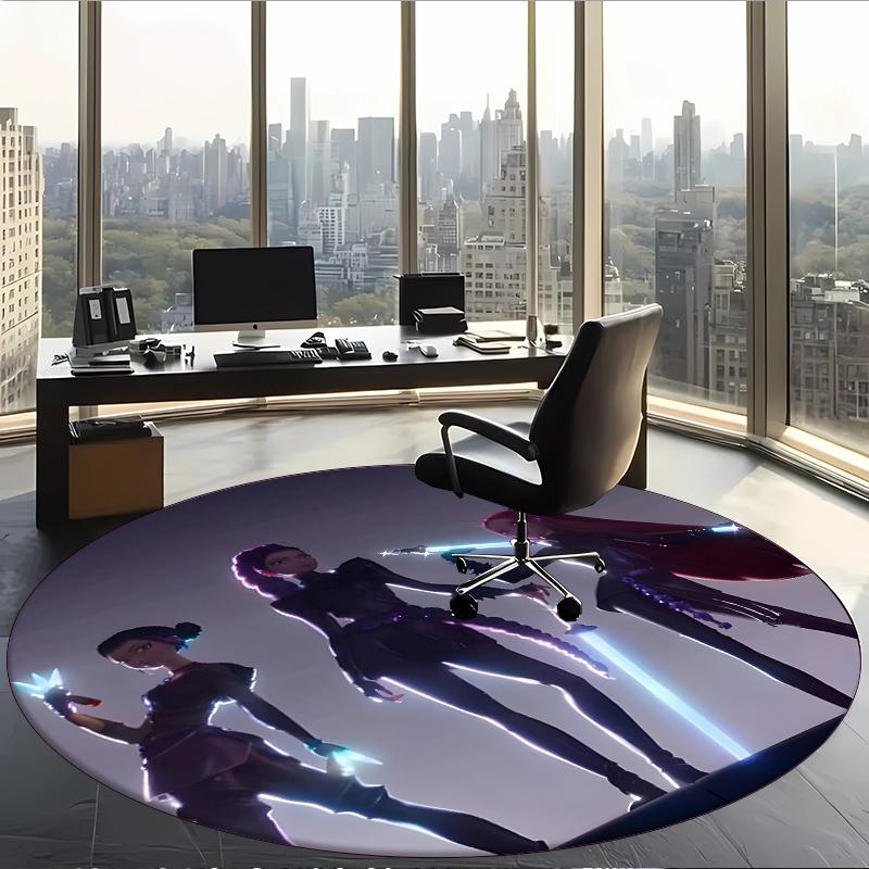 Huntrix (259) Round Office Rug Decorative Floor Rug for Office Bedroom Living Room and Home Space