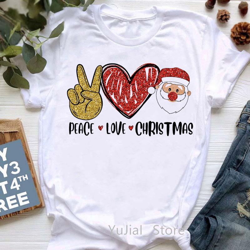 Leopard Merry Christmas Tree Graphic Print Tshirt Unisex Clothing Harajuku Shirt Peace Love Beersanta Claus T Shirt Femme
