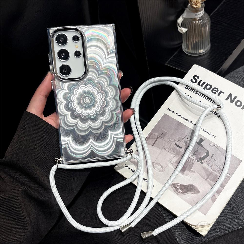 

Crossbody Lanyard Flowers Aurora Phone Case For Samsung S26 S25 Edge S24 FE S23 S22 Ultra Plus A57 A56 A55 A54 A53 A07 A06 A05S Case & Strap&Galaxy A24 4G
