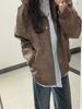 Jacket new spring and autumn brown PU Korean version American retro lapel couple casual coat schoolgirl