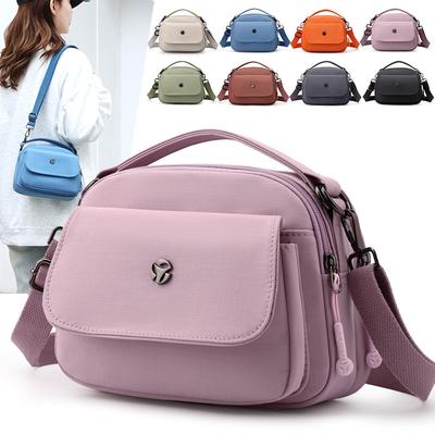 Dámska nylonová taška Ľahká malá taška Jednofarebná kabelka cez rameno/crossbody