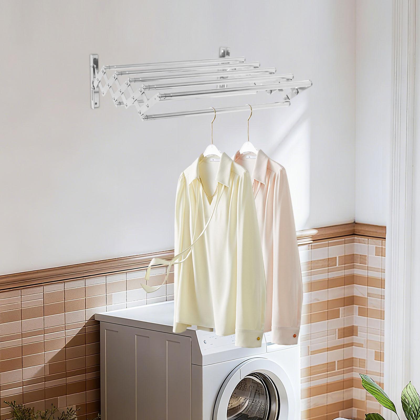 

Bymaocar Серебристая складная сушилка для полотенец и белья, свободно выдвижная, водонепроницаемая и устойчивая к ржавчине, вешалка, простая в установке серебряный