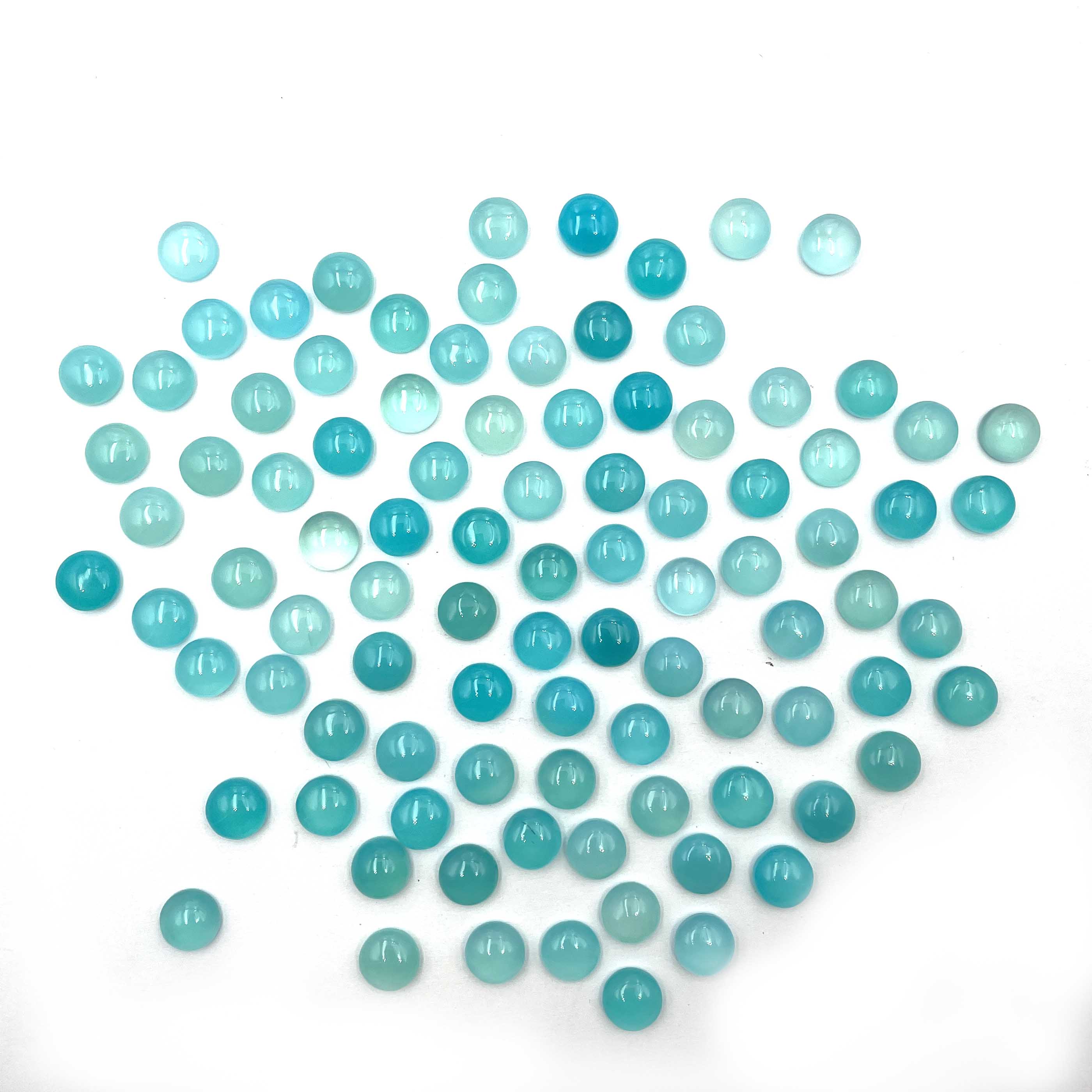 Natural Aqua Chalcedony Round Cabochon Loose Gemstone Lot 16 Pcs 12 MM 100 CT For Jewelry Making 12 MM синий