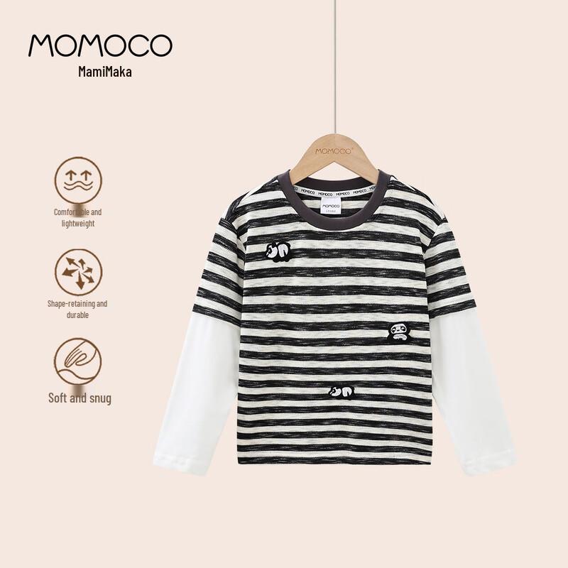 MOMOCO Boys  Striped Faux Two-Piece Long-Sleeve T-Shirt 110