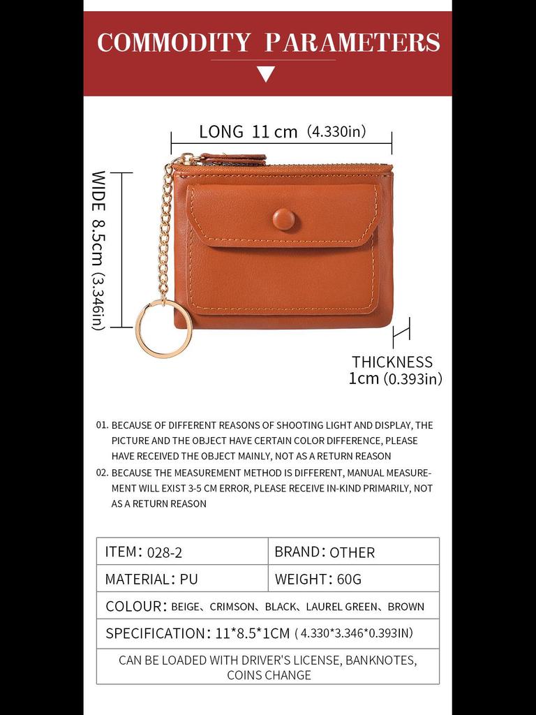 Kompaktní dámská klíčenková peněženka: Mini peněženka na mince a úložná taštička pro dámy