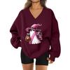 Women's V-neck Dropped Shoulder Halloween Print Sports Sweatshirt Top