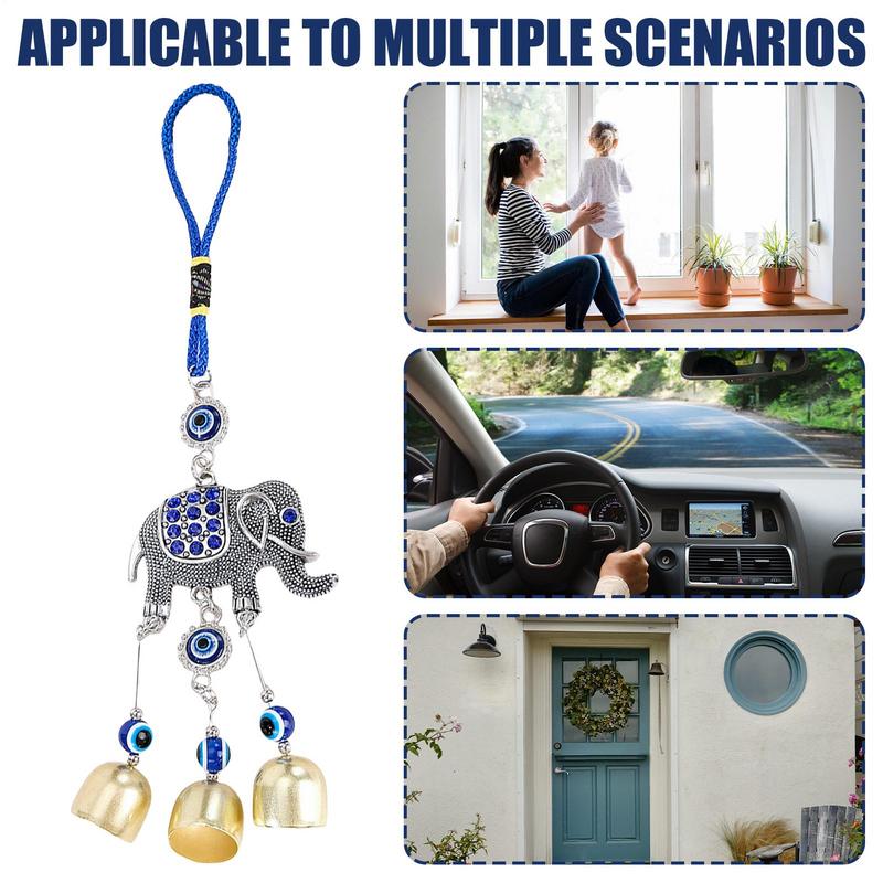 Evil Eye Blue Ward Off Evil Bead Tassel Bell Wind Chimes Pendant Amulet Mascot Feng Shui Home Wall Hanging Decor