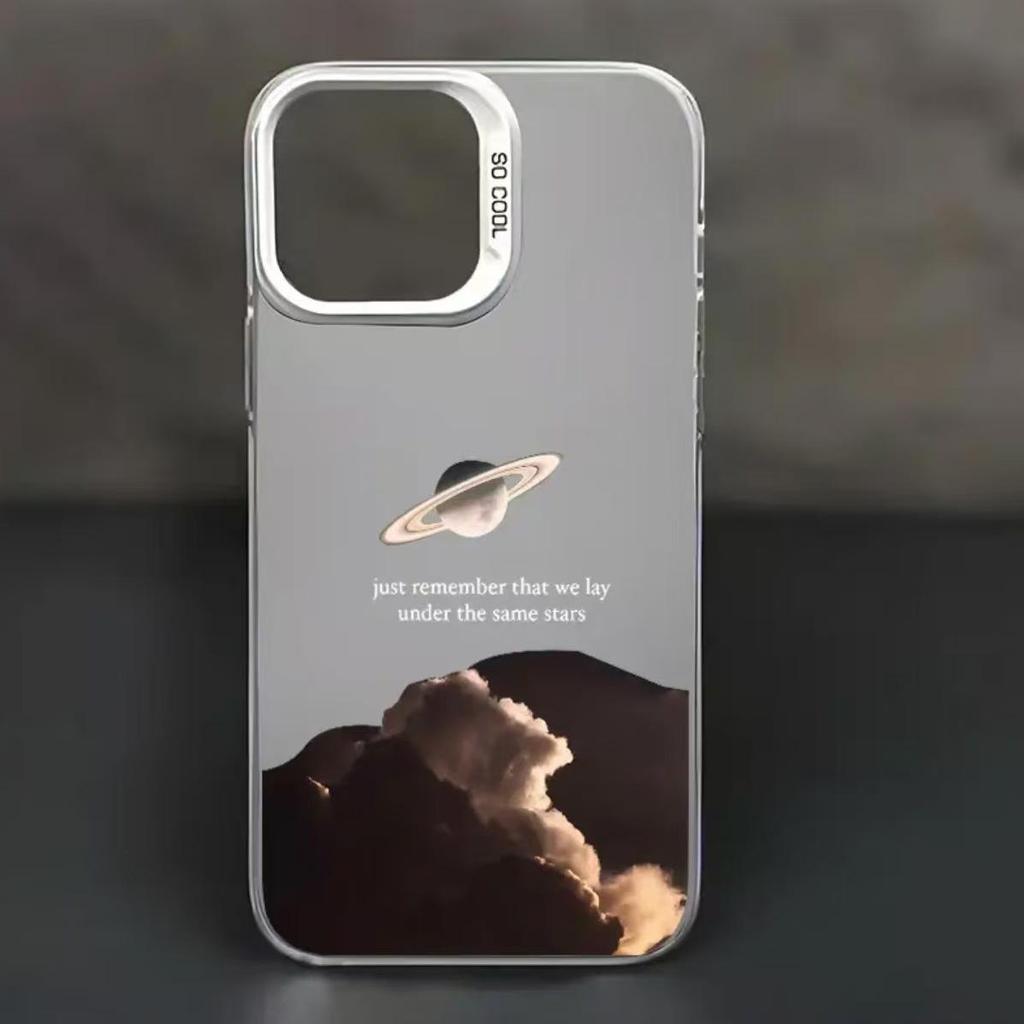 Silver Planet Shell Phone Case for Apple 15/16/17 Pro and 11/12/13/14 Pro Max Models