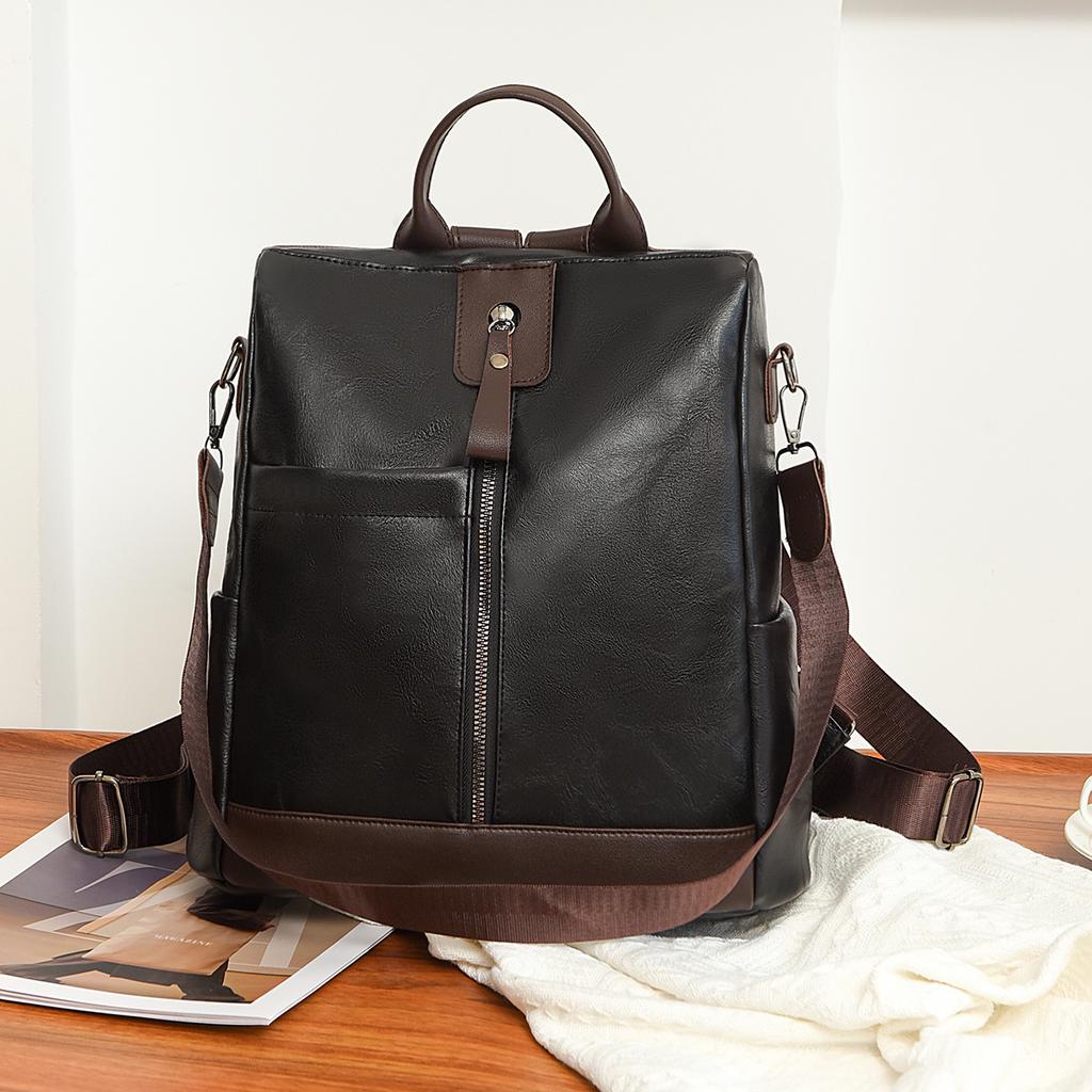 Sac à dos en cuir souple pour femme, sac à dos antivol multifonction