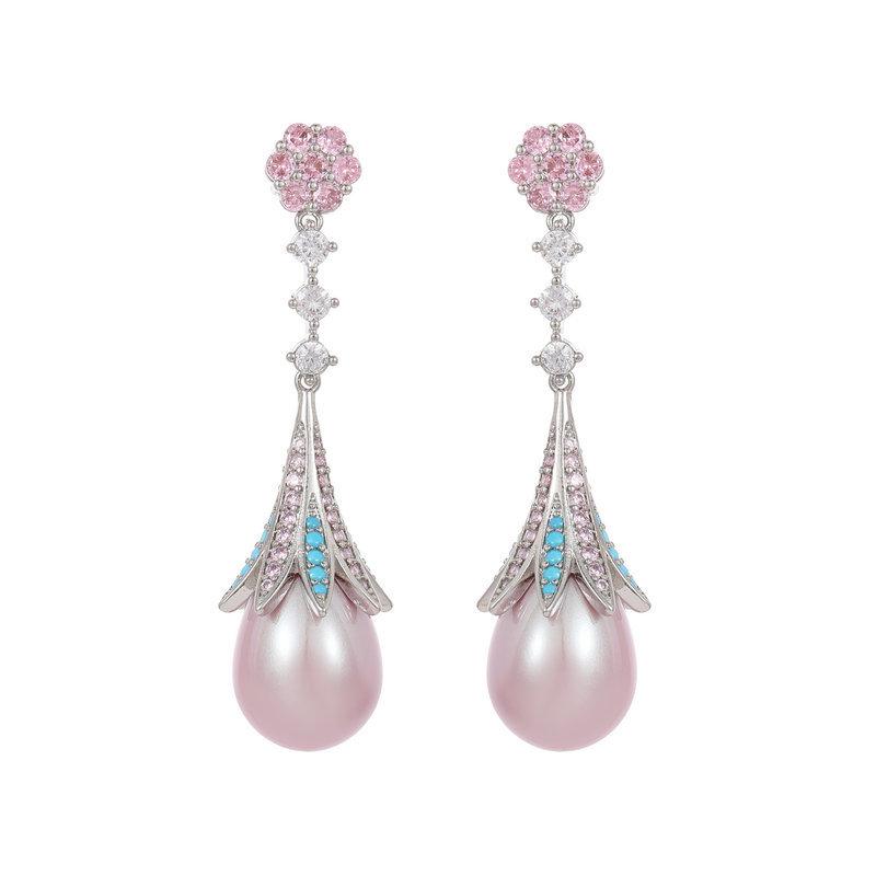 French Retro Elegant Temperament Court Style Earrings Light Luxury High Sense Long Modified Face Water Drop Pearl Earrings