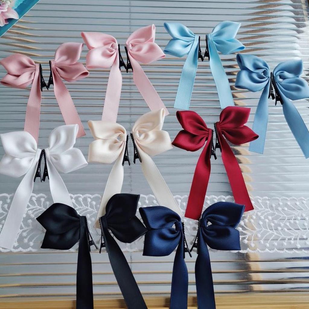 2PCS New Korean Bow Hairpins Children Sweet Cute Headwear Girls Hair Clips Barrettes Duckbilled Hairgrips Hair Accessories
