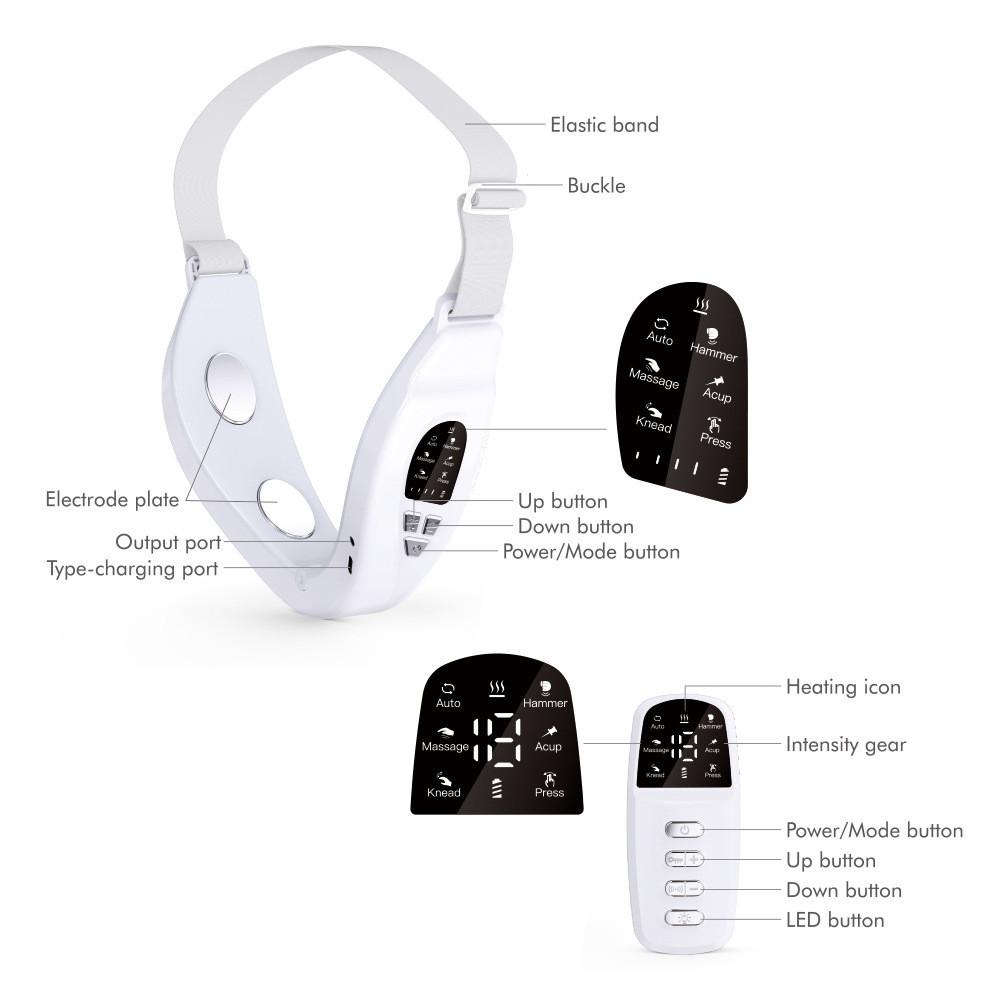 Facial Hot Compress Vibration Lifting Double Chins Massager EMS Colorful Light Face Slimming Instrument V-shaped Face Slimming Device 160 * 180 * 48mm