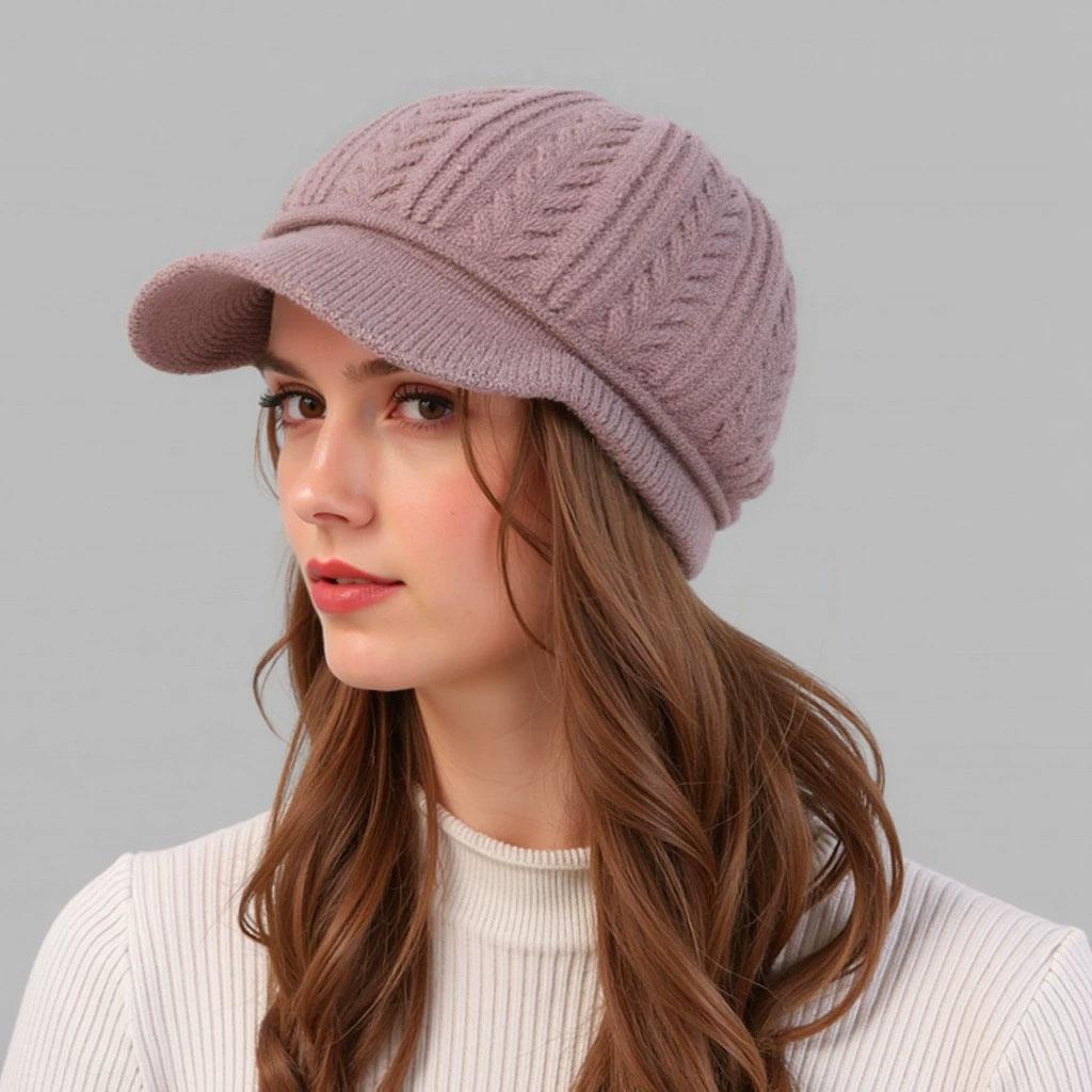 

Женская зимняя шапка-боннет для девочек, теплая вязаная косами, кепка газетчика, берет, клош, повседневная панама, котелок, шапка-бини с козырьком розовый