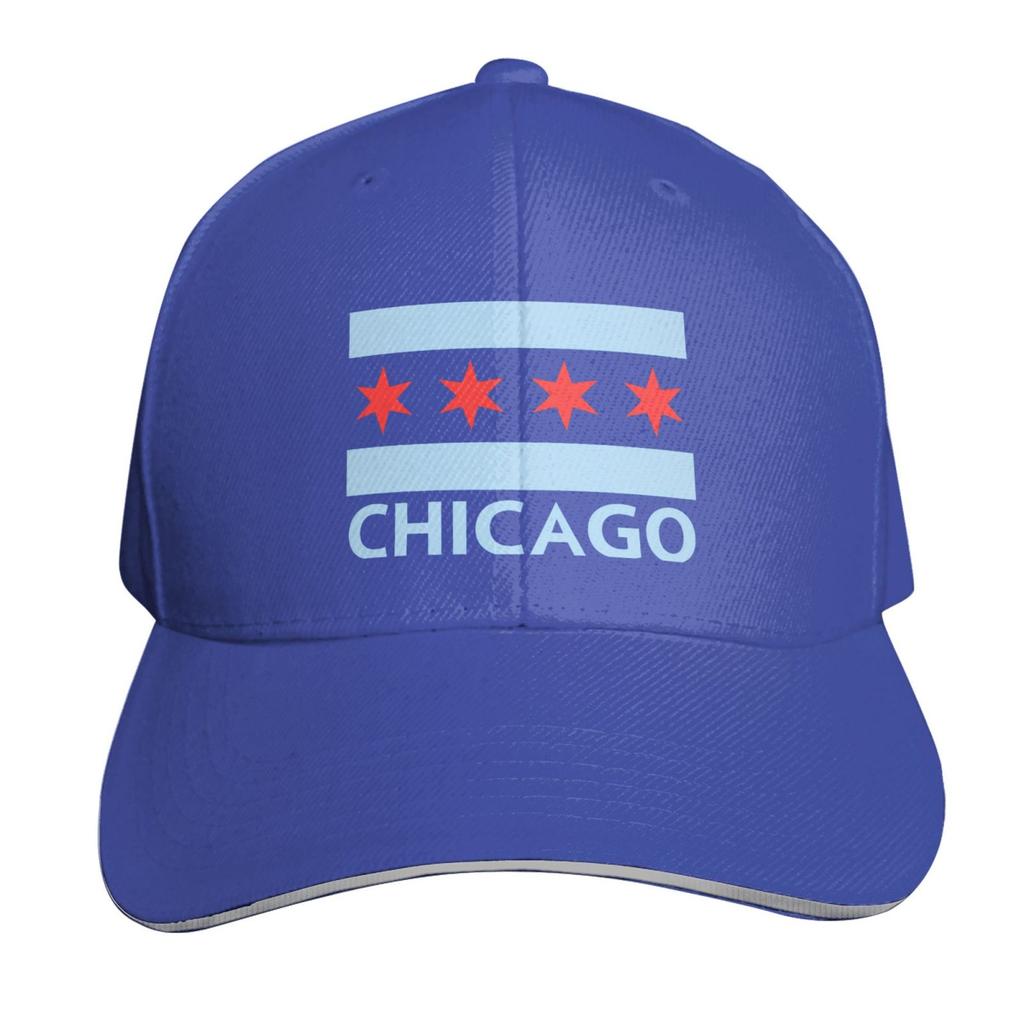 Chicago City Flag Sandwich Hat Baseball Cap Casquette Fit Men And Women Dad Caps White Unisex Adjustable