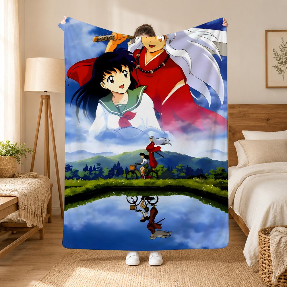 Inuyasha Anime Throw 240G Flannel Blanket, Suitable For Sofas, Beds, Offices,  Exquisite Gift Blankets