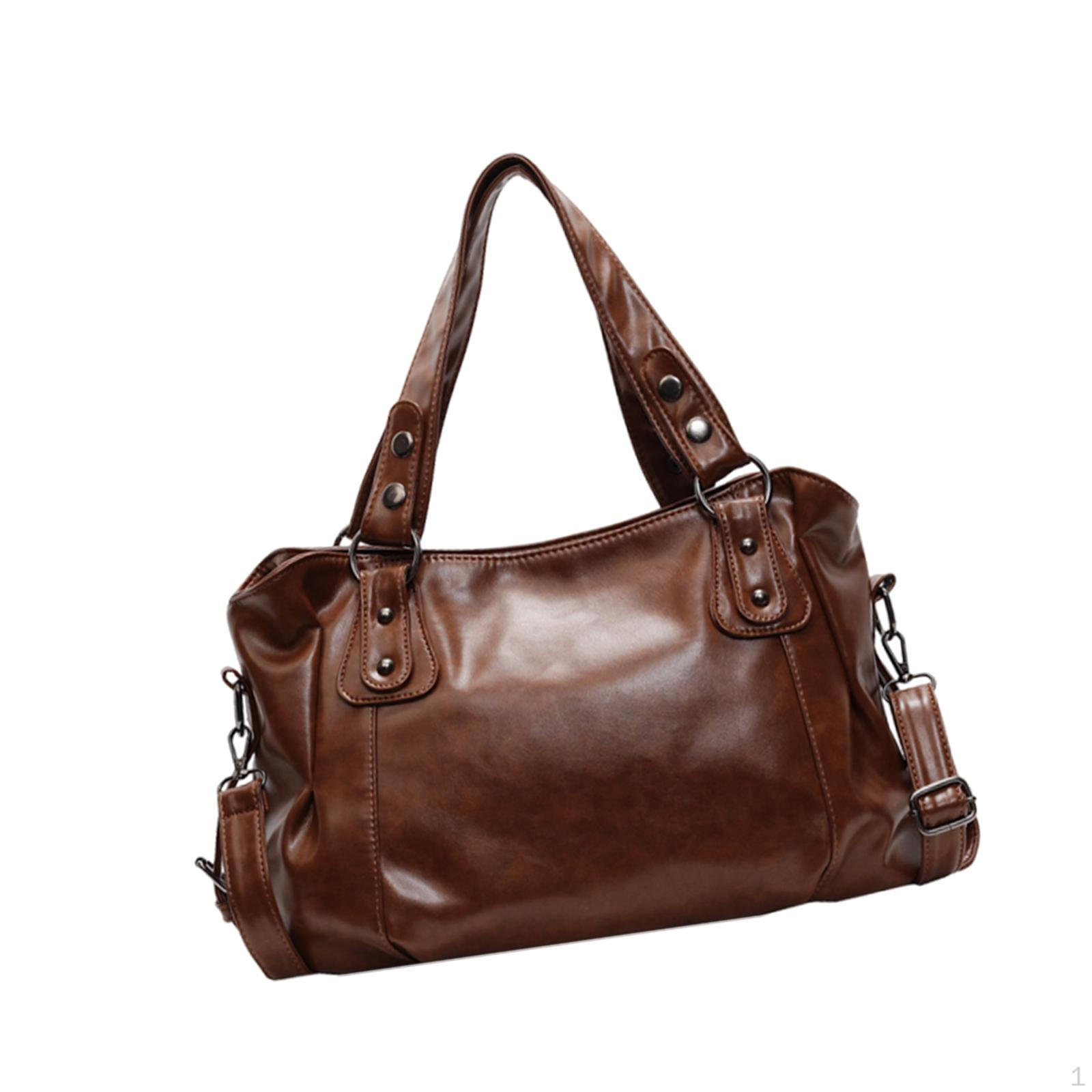 

Стильна жіноча сумка-портфель через плече з регульованим ременем для відпустки та щоденного носіння коричневий