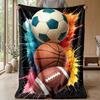 Sports Ball Collection 7 Theme blanket Lightweight Warm Flannel Blanket Decorative Throw Blanket for Home Decoration