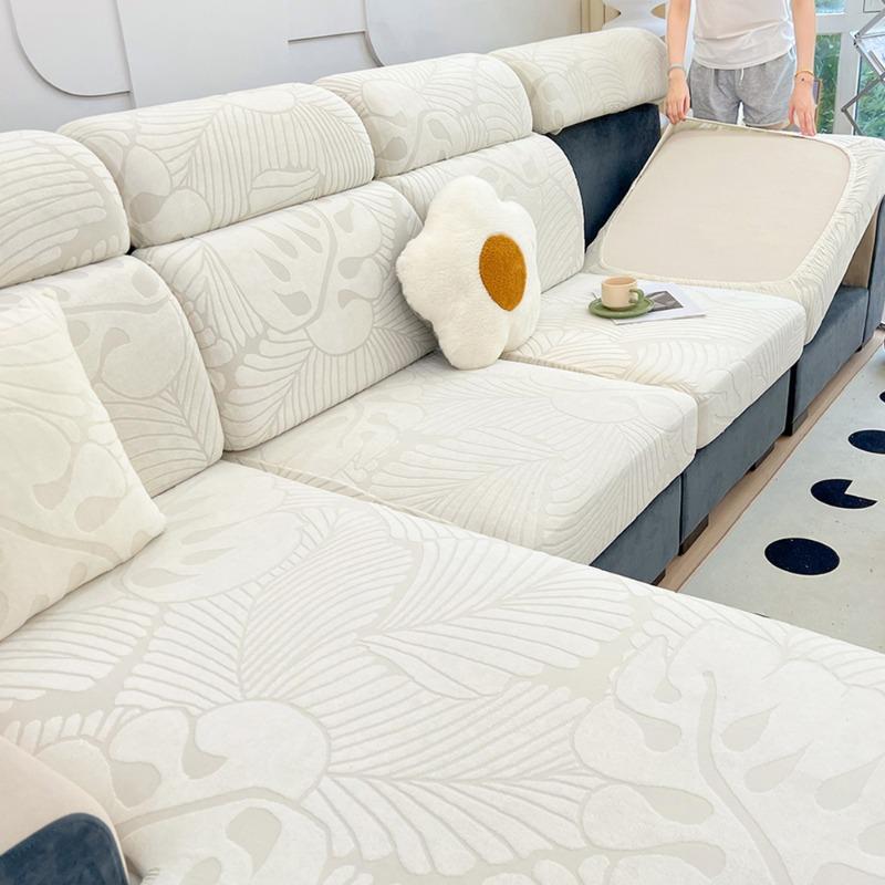 New Waterproof Fabric Sofa Cover Jacquard Solid Sofa Cushion Seat Case Stretch L-Shaped Cover Living Room Furniture Protector