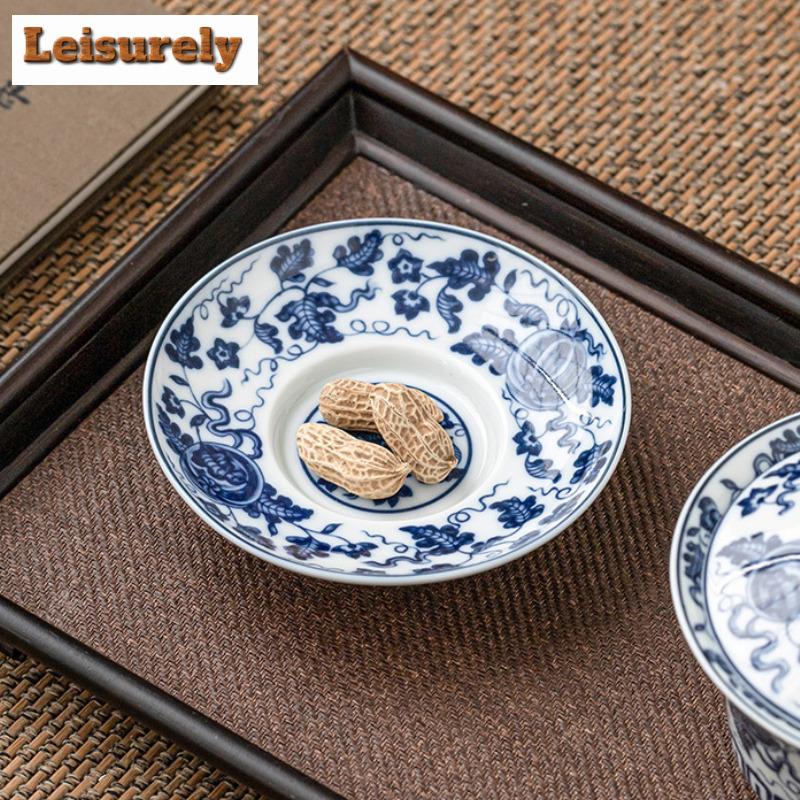 Gaiwan de Cerámica Azul y Blanco de 250 ml Creativo de Gran Tamaño Anti Escaldaduras Taza de Té con Tapa Servicios de Vajilla Artesanal