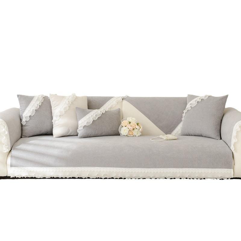 Four Seasons Chenier Sofa Cushion Solid Color Universal Sofa Cover Thickened Wear-Resistant Sofa Cover Cloth Anti-Cat Scratch