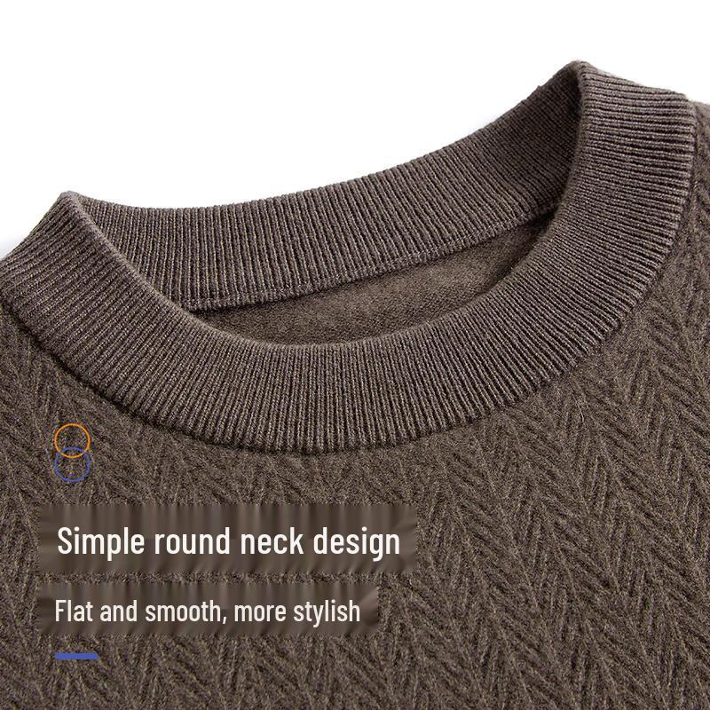 Shanshan Men's 100% Merino Wool Round Neck Sweater