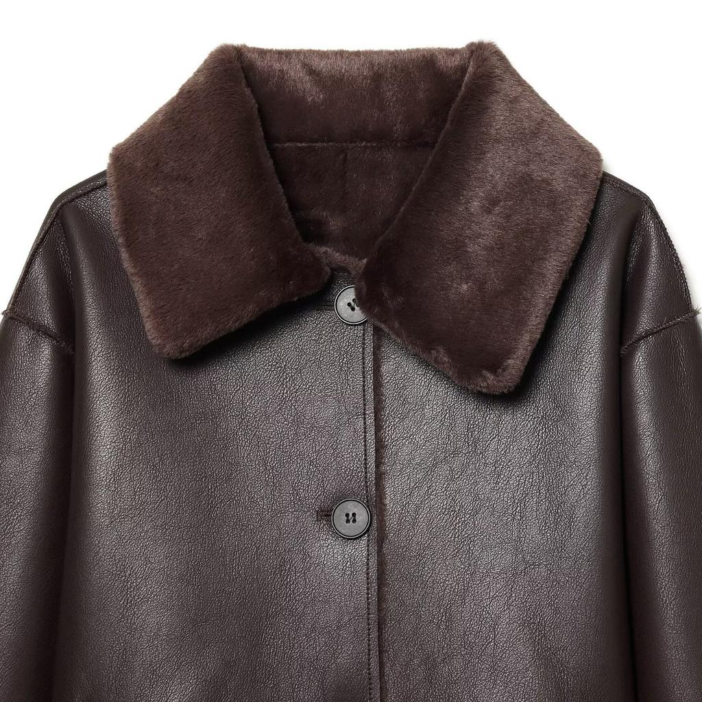 European and American Style, New Women's Clothing, Fashionable Double-sided Imitation Leather Flippable Jacket 8073/327