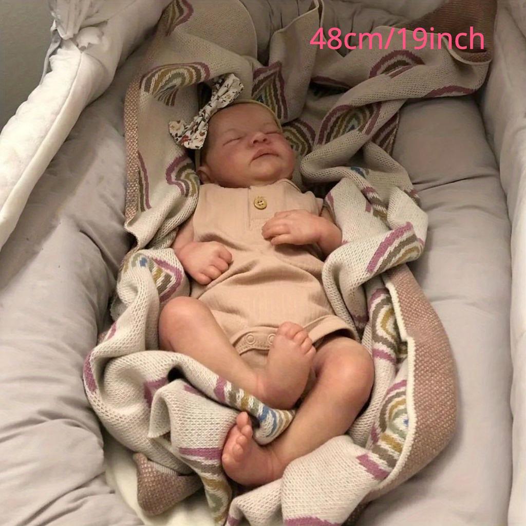 BZDOLL 19 Zoll 48 cm 3D Haut Schlafendes Reborn-Baby Weichvinyl Wie Echte Neugeborene Mädchenspielzeug Levi Schönes Geschenk für Kinder Weihnachten