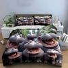 "Cartoon Hippo Trio Decor Set" Soft Comfortable Duvet Cover Bedding Set Included 1*Duvet Cover & 2*Pillowcases, gift