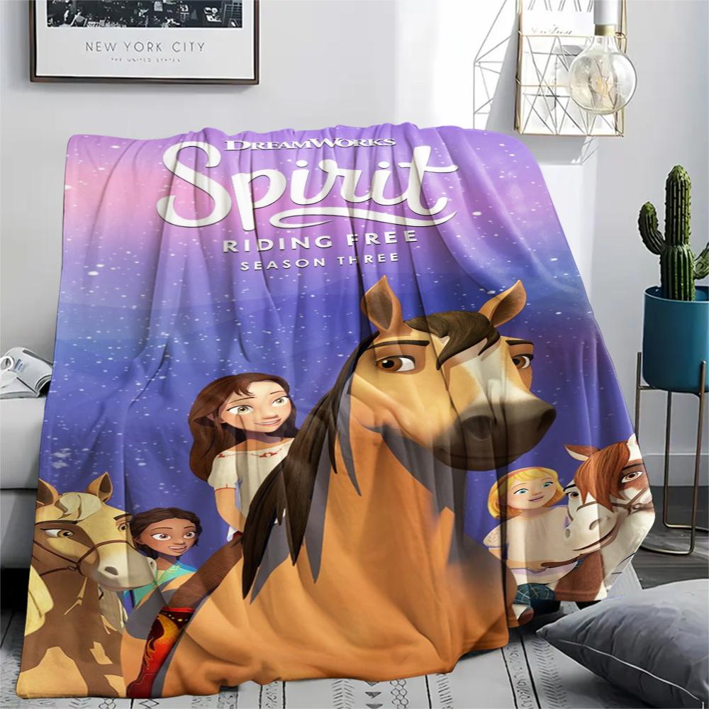 1PC Spirit Untamed Print Flannel Blanket, High quality Comfortable for All Seasons, Home Decor, Warmth and Comfort, Perfect for Christmas Gifts174