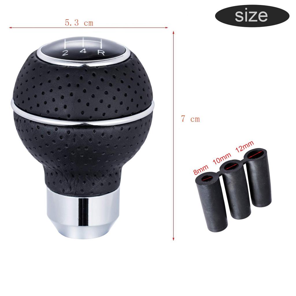 Bashineng 5 Speed Gear Shifter Knob Leather Stick Shift Lever for Auto and Manual Car Truck Car Accessories Universal (Silver)