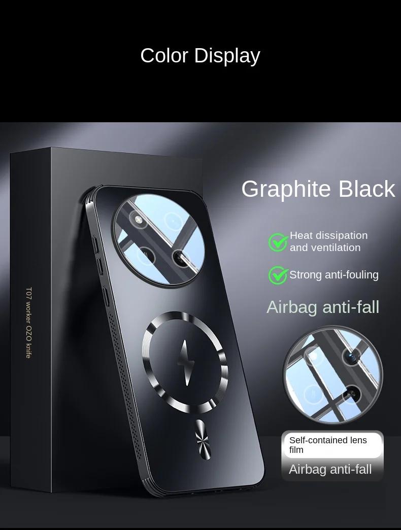 

Для Huawei Honor X9C Чехол Твердый AG Матовый Магнитная беспроводная зарядка Защита объектива Задняя крышка чехол Для Honor X60 Pro X9C Чехол For Honor X9C чёрный