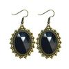 Boucles d'oreilles pendantes Baroques Vintage en Cristal et Dentelle pour Femmes - Noir.