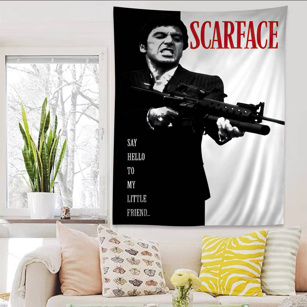 Movie SScarfaceS Cartoon Tapestry Art Science Fiction Room Home Decor Wall Hanging Sheets