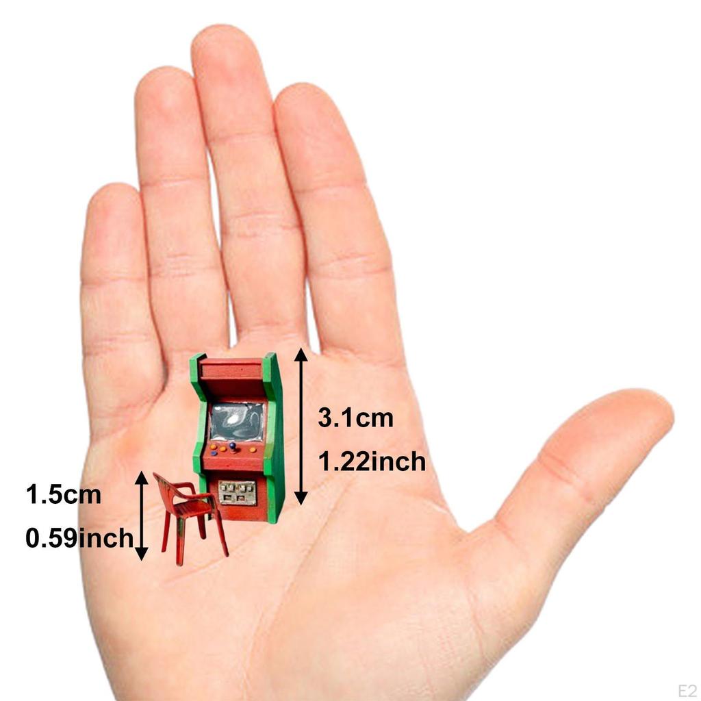 1:64 Miniature Arcade Machine Model, High Back Chair Toy Mini Retro Games Model for Sand Table, DIY