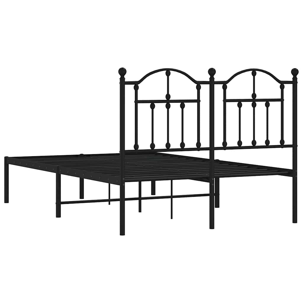 Metal Bed Frame with Headboard Black 120x200 cm