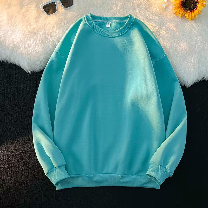 Men s Trendy Solid Color Round Neck Pullover Sweatshirt for Autumn/Winter 4XL