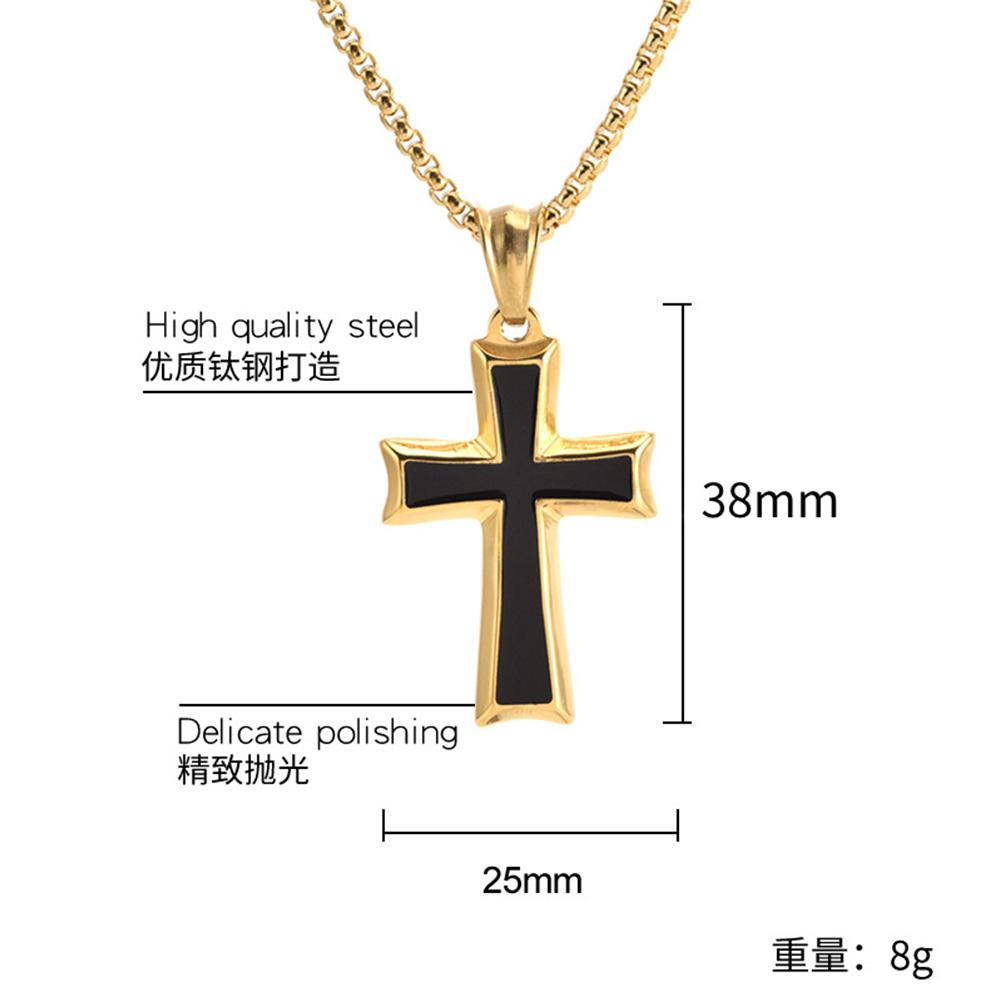 European And American Simple Jewelry Stainless Steel Trendy Men's Neutral Black Drop Glue Cross Necklace Fashion Men's Pendant